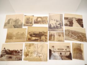 A collection of 15 albumen photographs of India, including Delhi, Simla, Kutab Minar at Dehli, Taj