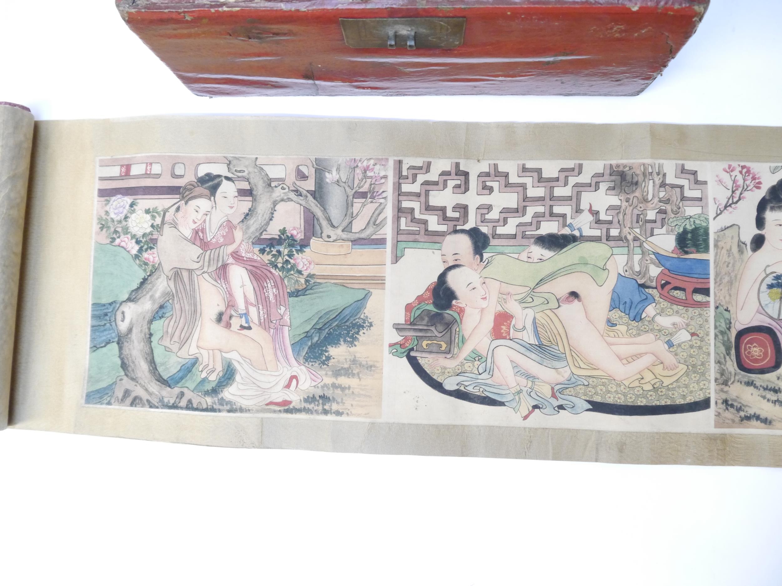 (Shunga Emaki, Japanese Erotic Hand Scrolls.) Twelve circa late C19th/C20th Shunga Erotic scrolls, - Image 5 of 16