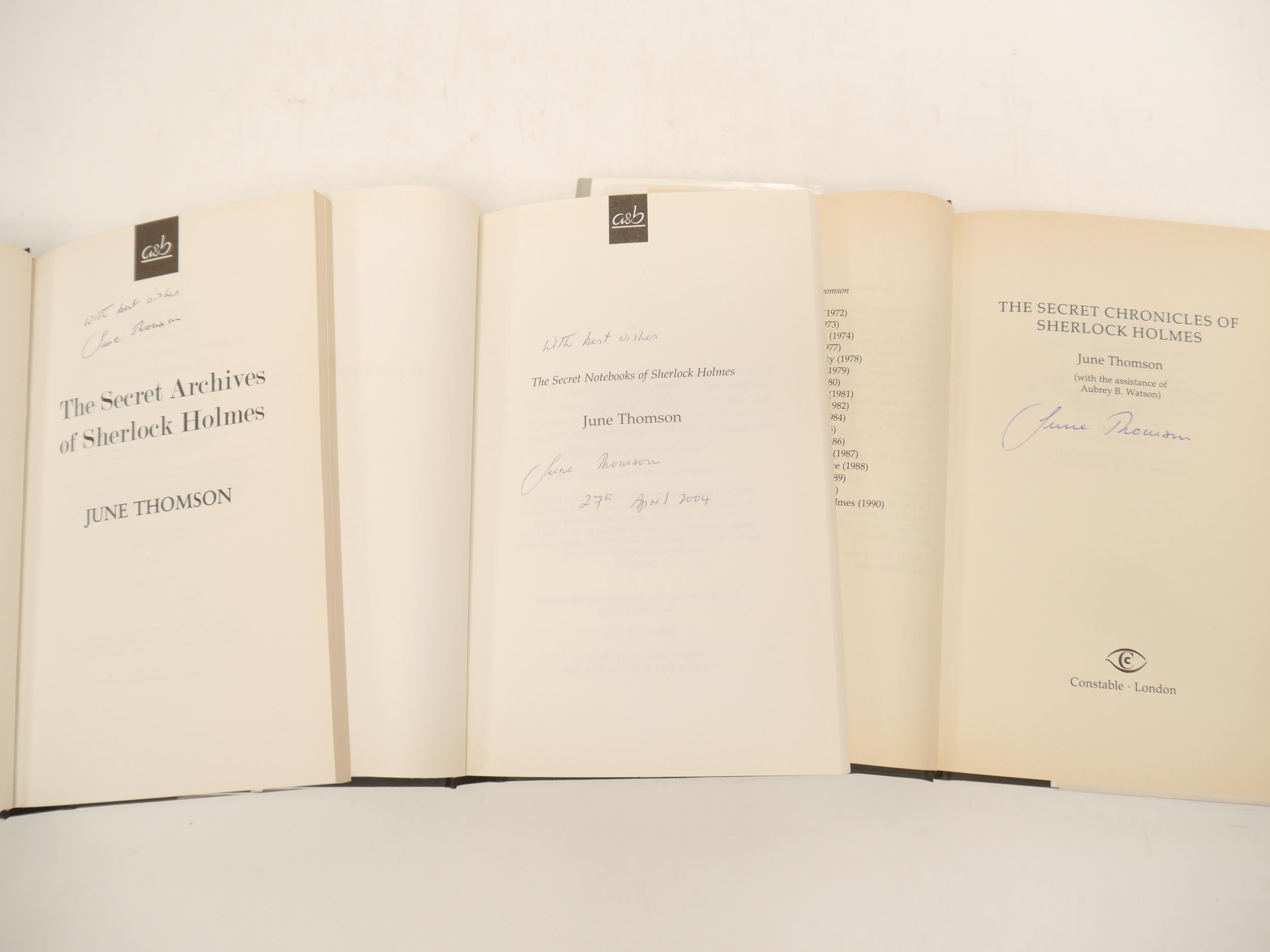 June Thomson, 3 Sherlock Holmes pastiche collections of short stories, all 1st editions, all signed, - Bild 2 aus 2