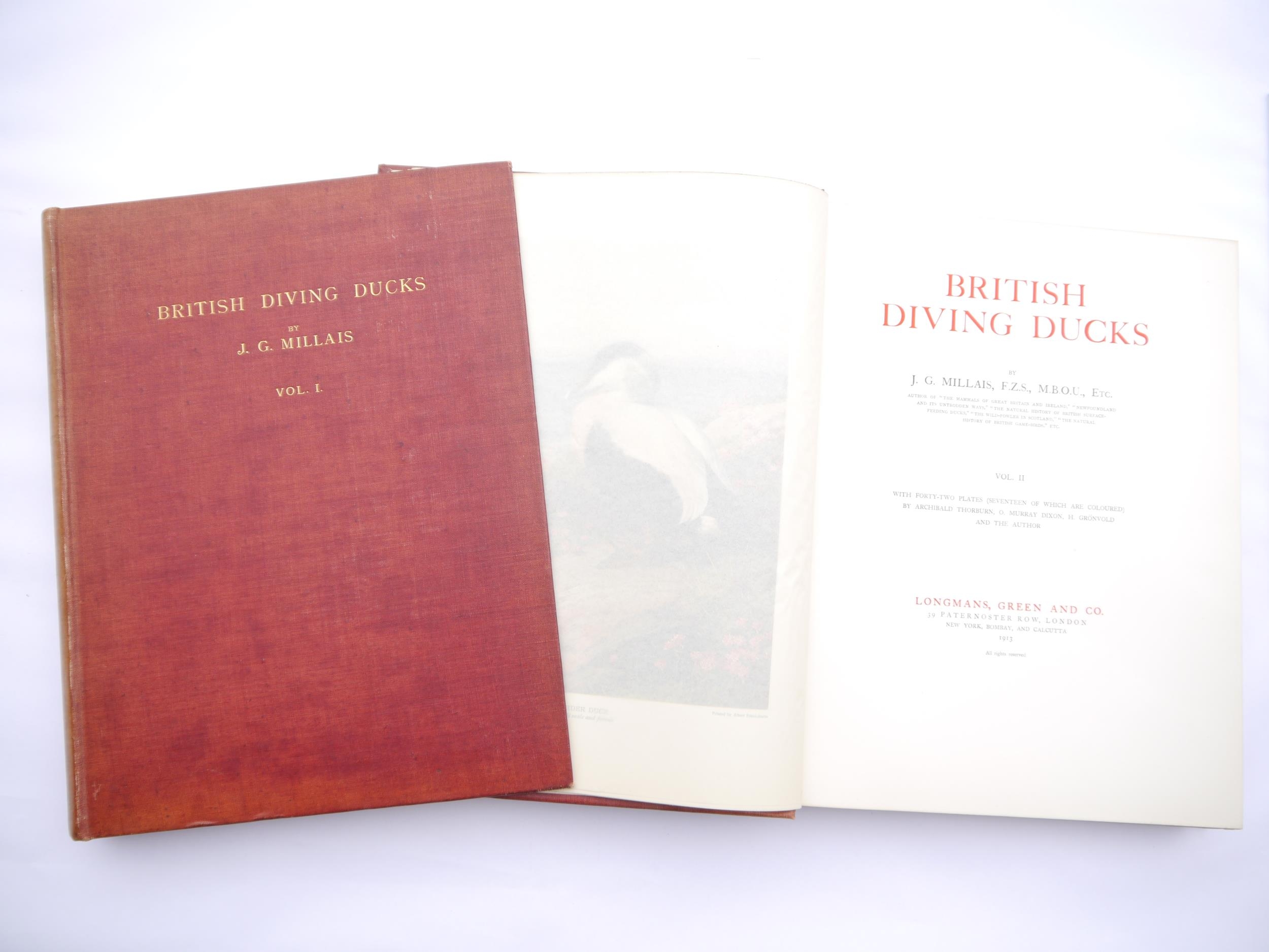 John Guille Millais: 'British Diving Ducks', London, Longmans, Green and Co., 1913, 1st edition, - Image 4 of 8