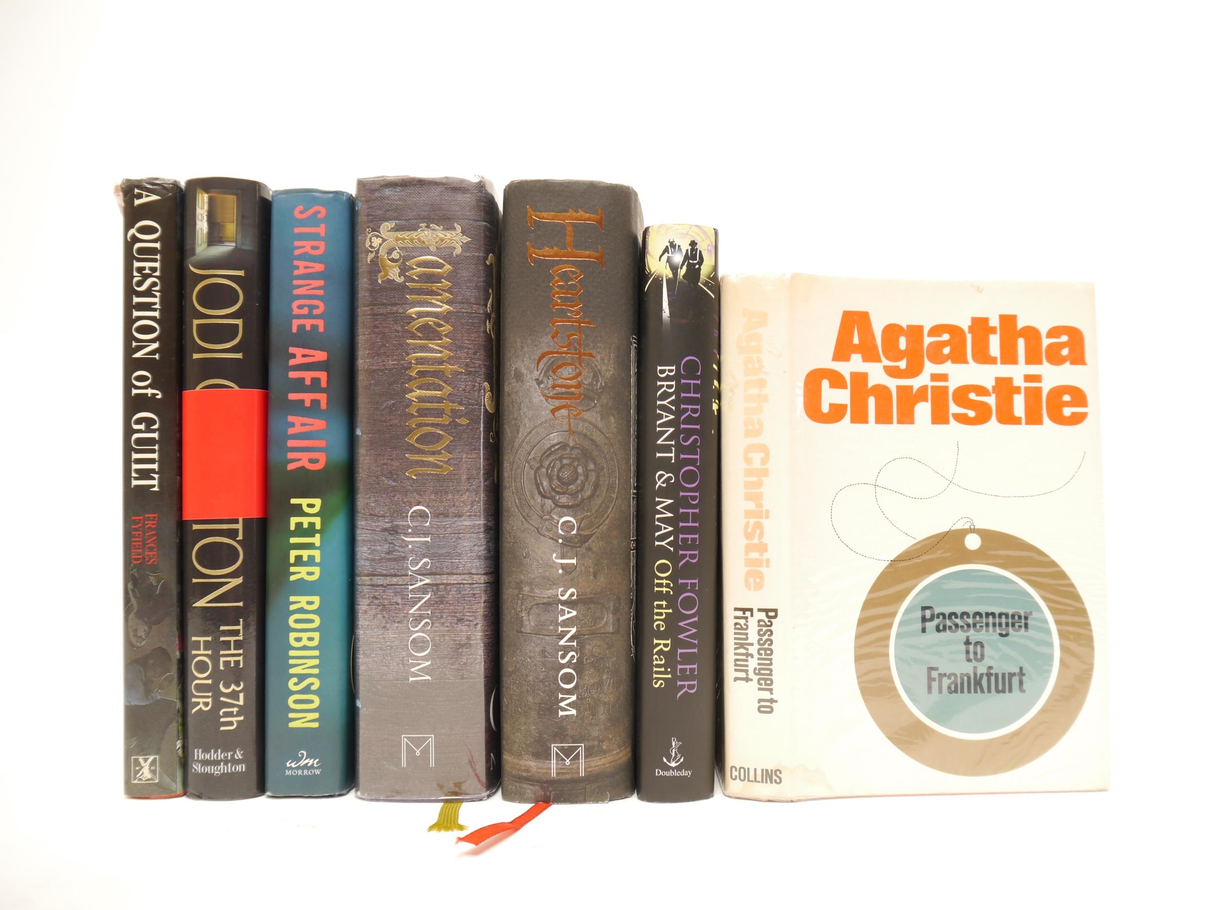 Seven assorted crime fiction and historical crime fiction first editions, comprising Agatha