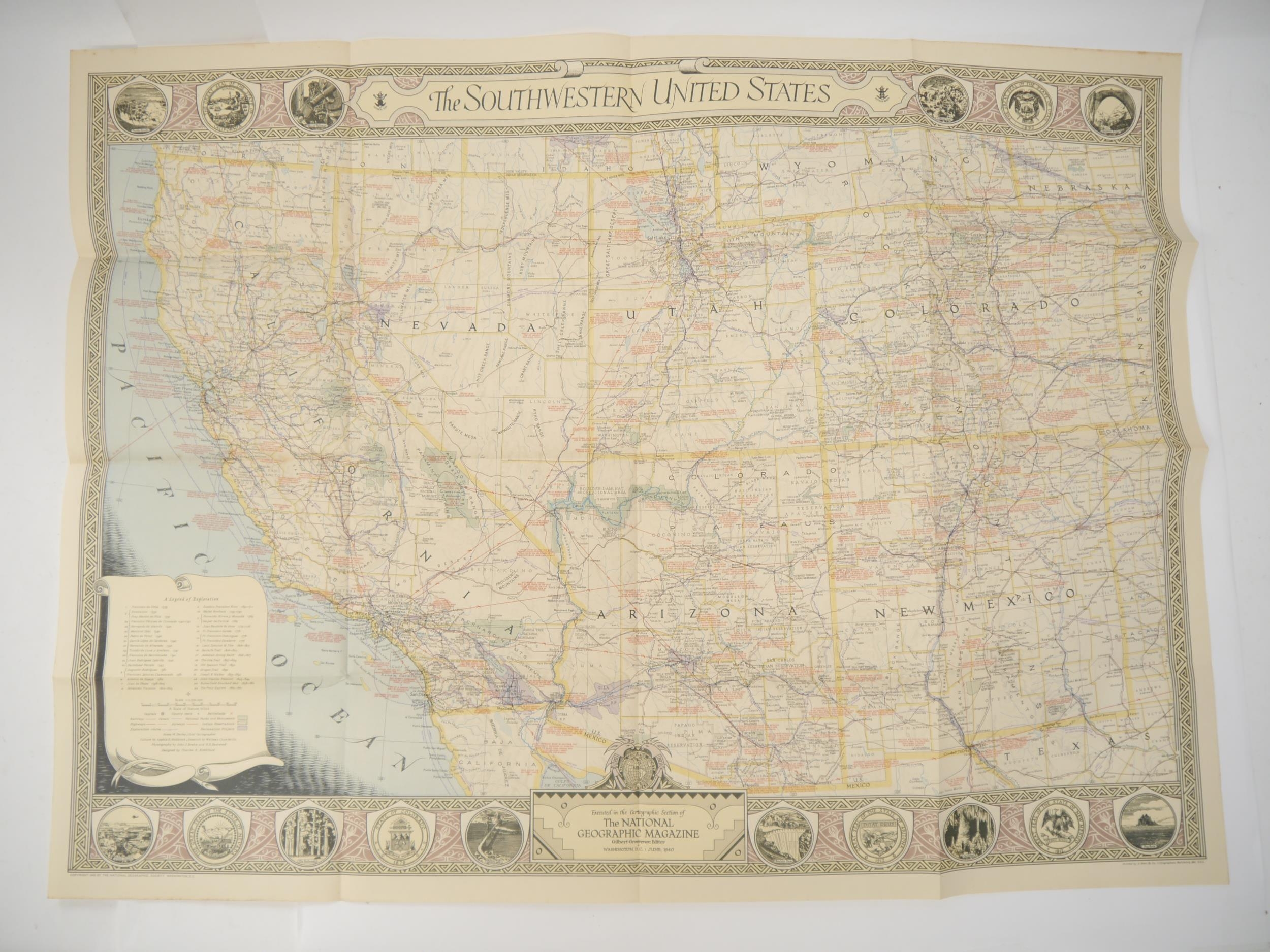 National Geographic Society (pub.): 'The Southwestern United States', 1940, large decorative folding - Bild 2 aus 2