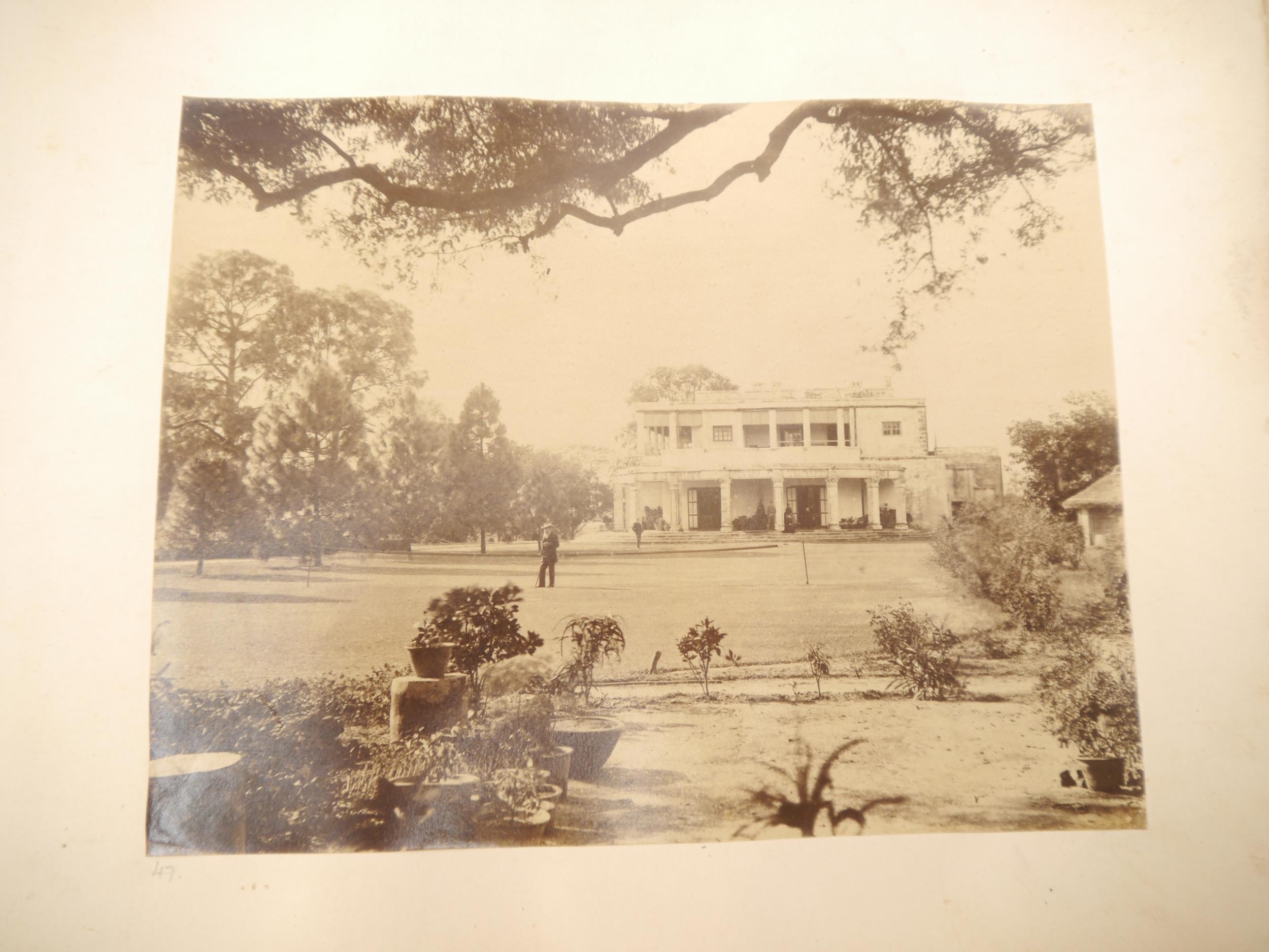 A victorian photograph album circa 1860's/ 70's containing approx 75 mounted albumen print