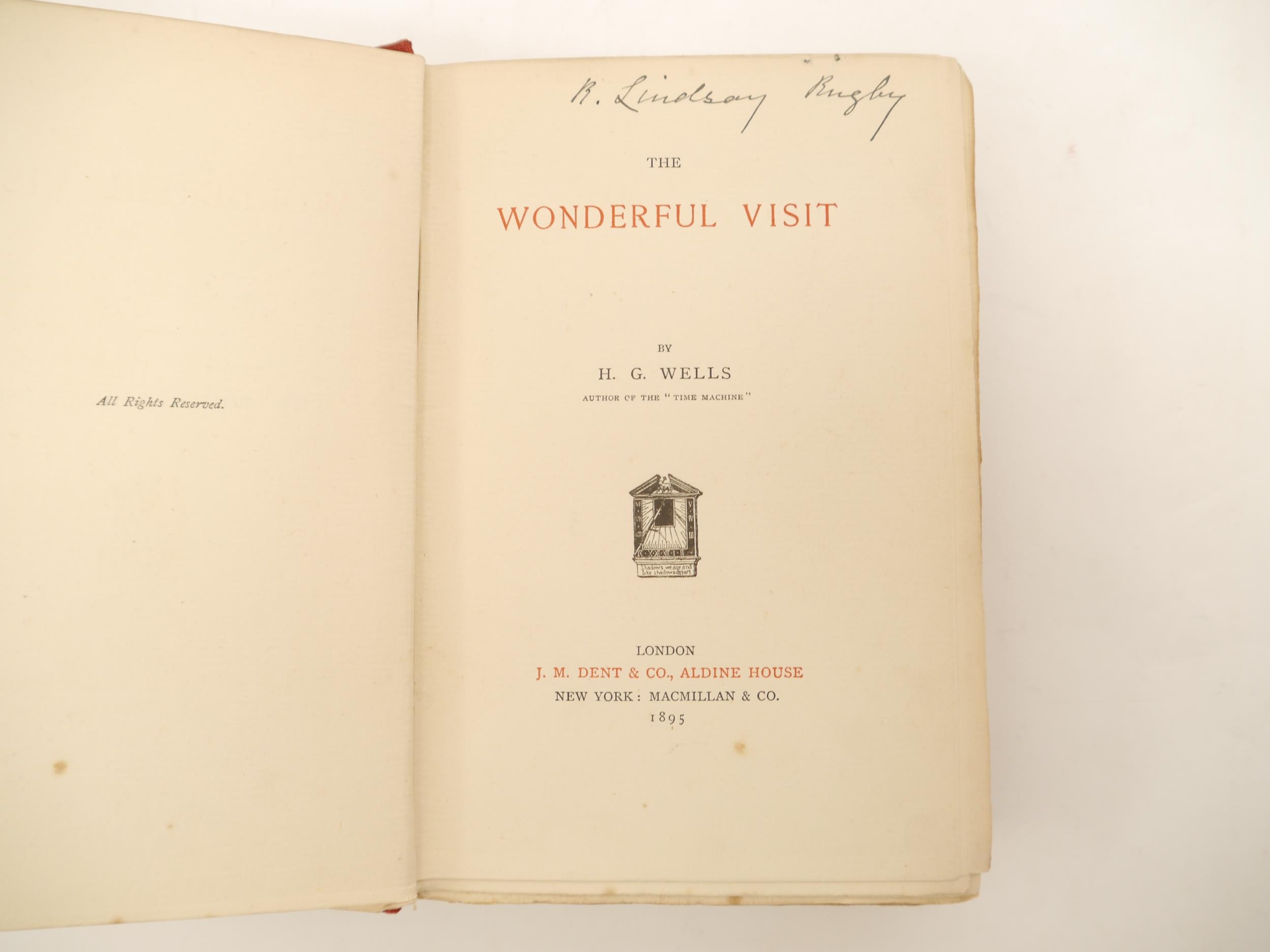 H.G. Wells: 'The Wonderful Visit', London, J.M. Dent, 1895, 1st edition, 1st state (with uncorrected - Bild 2 aus 2