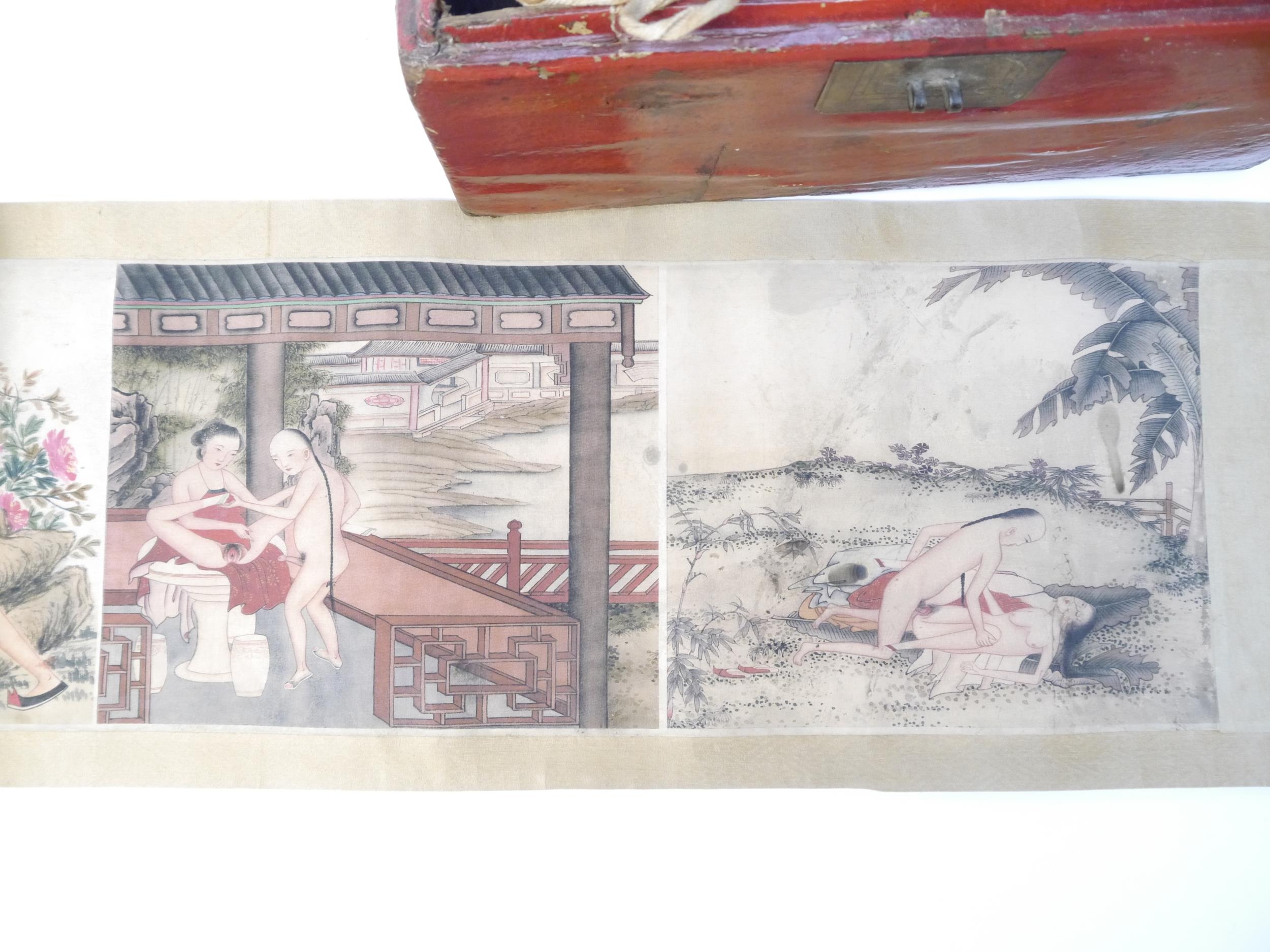 (Shunga Emaki, Japanese Erotic Hand Scrolls.) Twelve circa late C19th/C20th Shunga Erotic scrolls, - Image 2 of 16