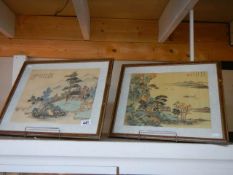 A pair of framed and glazed Chinese paintings on silk, COLLECT ONLY.