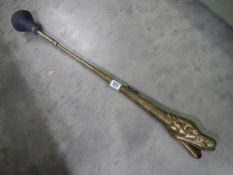 A brass 'Python Head' hooter car horn, 96 cm long.