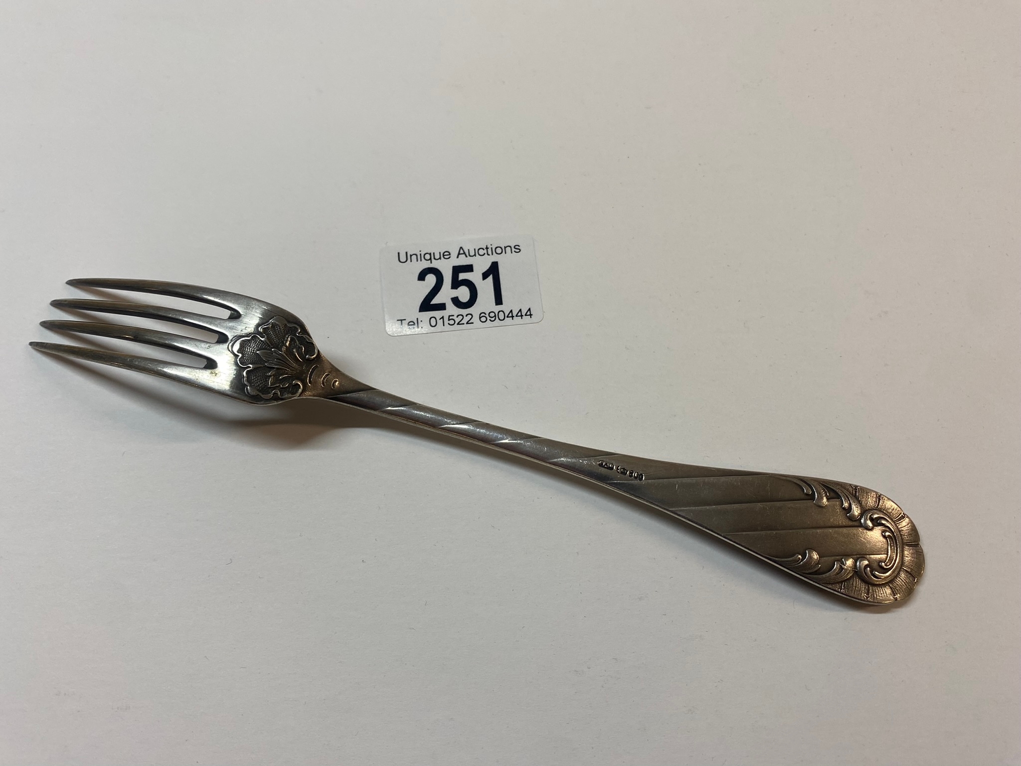 An original silverware fork originally belonging to Eva Braun marked EB, 800 Silver, (approx 56g) - Image 3 of 4