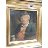 A late Victorian oil on wood painting of a gentleman, COLLECT ONLY.