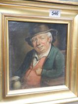 A late Victorian oil on wood painting of a gentleman, COLLECT ONLY.