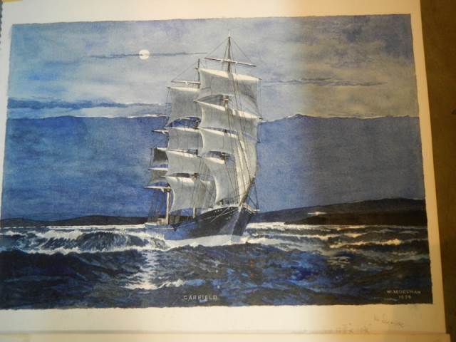 A series of 8 watercolours by Horsman W. of ships & Schoonen - Image 8 of 9