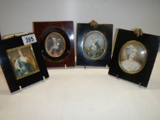 Four good miniature portraits including Lord Nelson and Lady Hamilton.