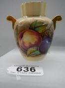 A small Aynsley Orchard Gold twin handled urn signed N Brunt, 8 cm.