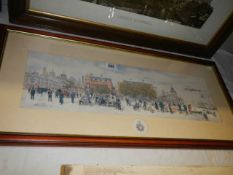 A framed and glazed signed police incident scene with official stamp.