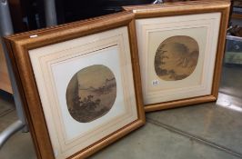 2 framed and glazed Chinese prints (in heavy gilt frames) COLLECT ONLY