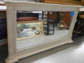 A large framed bevel-edged over mantel mirror with Greek styling, (small mirror corner loss bottom)