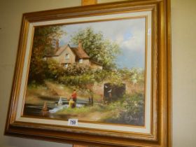 An oil on canvas rural scene signed Les Parson, COLLECT ONLY.