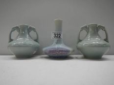 Three Celandon style vases.