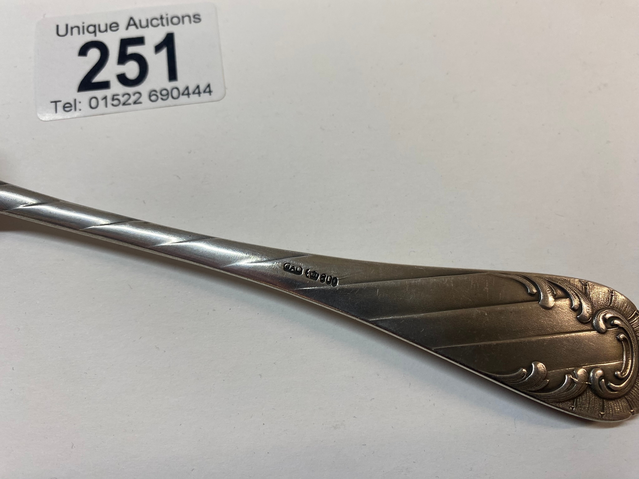 An original silverware fork originally belonging to Eva Braun marked EB, 800 Silver, (approx 56g) - Image 4 of 4