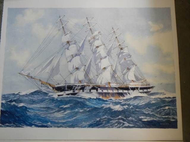 A series of 8 watercolours by Horsman W. of ships & Schoonen - Image 5 of 9