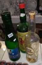 3 large empty bottles, Babycham, Long John and JB COLLECT ONLY