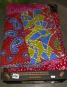 2 Indian Kantha throws and a cushion
