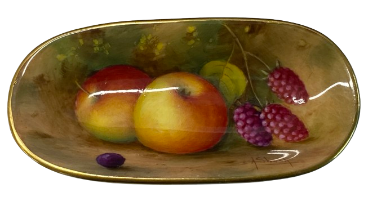 A Royal Worcester hand-painted trinket dish signed A Shuck