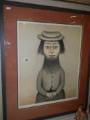 L S Lowry (1887-1976) Woman With Beard limited edition print of 756, signed in pencil,