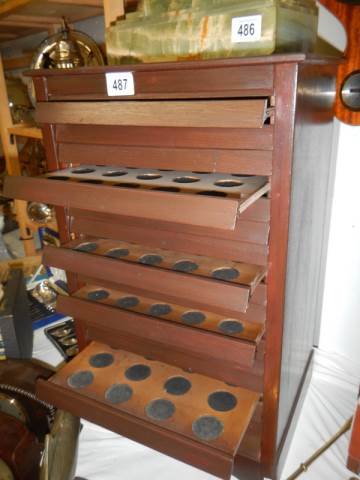 An eighteen drawer coin collectors cabinet, COLLECT ONLY.