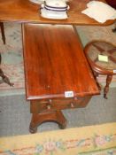 A Victorian two drawer sewing table, (57cm x 36cm x 74cm high) COLLECT ONLY