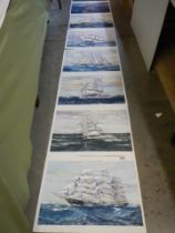 A series of 8 watercolours by Horsman W. of ships & Schoonen