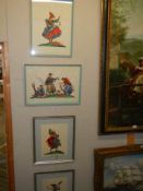 A set of four framed and glazed mid 20th century Mexican watercolours. COLLECT ONLY.