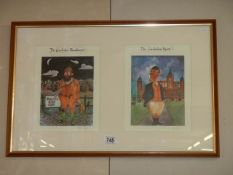 Two signed prints entitled Lincolnshire Gamekeeper and Lincolnshire Squire in one frame.