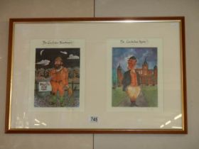 Two signed prints entitled Lincolnshire Gamekeeper and Lincolnshire Squire in one frame.