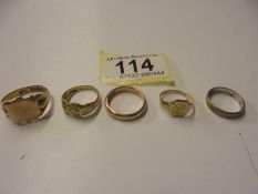 Five 9ct gold rings, 12.4 grams,