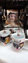 4 Betty Boop mugs and a figure of Betty Boop (figure is a/f)