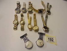 Ten ladies wrist watches and two nurses watches.