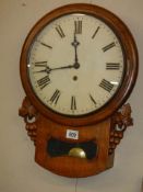 A drop dial wall clock in working order, COLLECT ONLY.