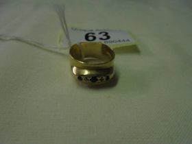 An un-marked blended stone set ring, size J, 5.9 grams.