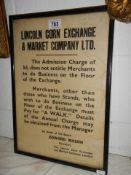 A framed Lincoln Corn exchange poster, COLLECT ONLY.