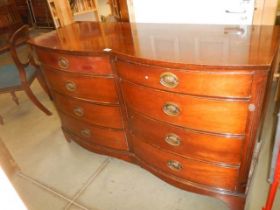 A double bow front 8 drawer mahogany chest, COLLECT ONLY.