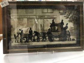 Victorian silhouette painting in frame