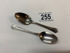 Two Adolf Hitler small spoons, marked AH, 800 silver, (approx 16g)