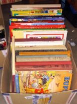 A good lot of annuals and books including Rupert, Viz, Look-in, Enid Blyton, The Broons, Giles etc