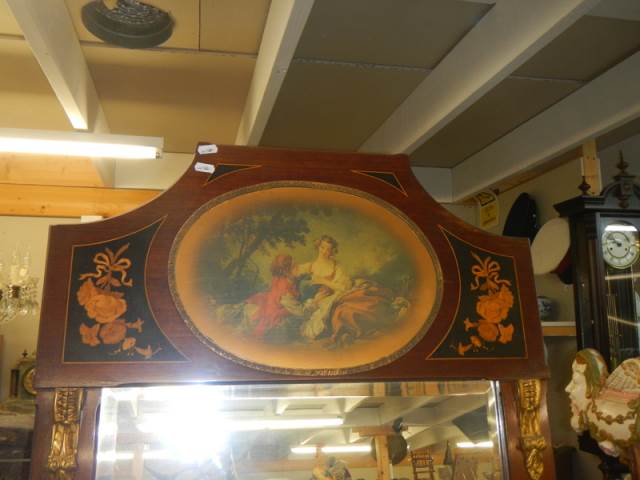 A Wood framed mirror with hand painted panel, COLLECT ONLY. - Image 3 of 4