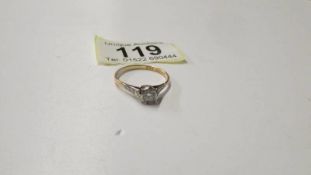 An 18ct gold and diamond ring, size R, 2.1 grams.