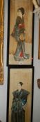 A pair of Japanese paintings on silk (not signed) COLLECT ONLY.