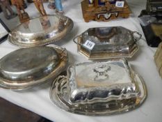 4 good quality silver plate vegetable tureens.