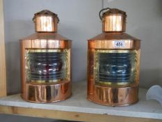 A pair of 20th century copper port and starboard ships lamps.