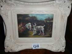 A white framed study of Jack Russell terriers.